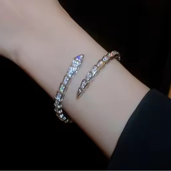 Serpentine serpent snake Silver Women's Jewelry bracelet - Picture 8 of 9